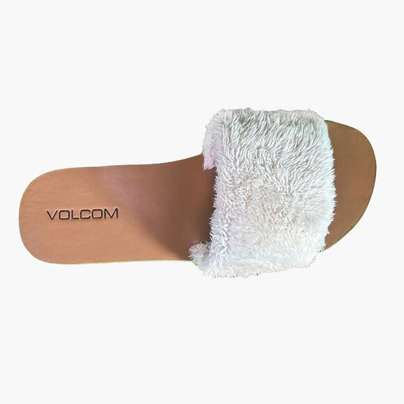 VOLCOM Women's Teddy Faux Fur Slide Water Shoe (Brown/White | Size 8-9) - Picture 2 of 6